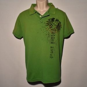 Contagious Apparel Distressed Graphic Polo Shirt